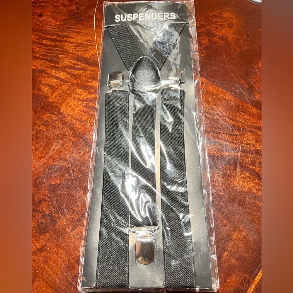 Black -Mens Women Clip-on Suspenders Elastic Y-Shape Adjustable Braces